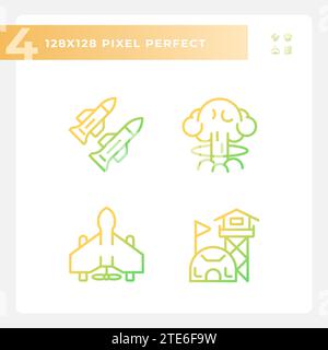 Set of pixel perfect gradient weapons icons Stock Vector
