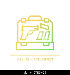2D thin line pixel perfect simple gradient gun case icon Stock Vector