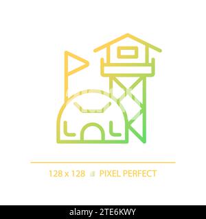 2D thin line pixel perfect gradient military base icon Stock Vector