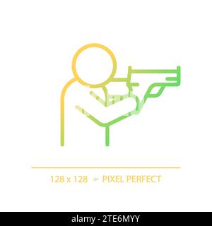 2D thin line pixel perfect gradient shooting stance icon Stock Vector