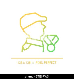 2D thin line pixel perfect simple gradient veterans war icon Stock Vector