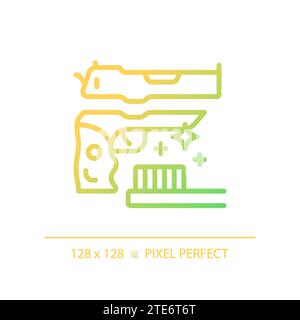 2D thin line pixel perfect simple gradient gun cleaning icon Stock Vector