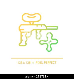 2D thin line pixel perfect simple gradient paintball icon Stock Vector