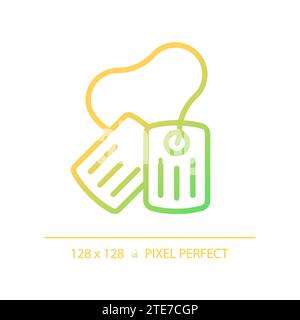 2D thin line pixel perfect simple gradient dog tag icon Stock Vector