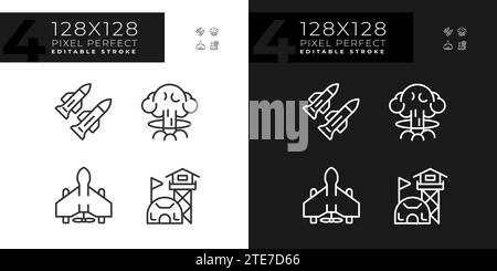 Set of editable pixel perfect light and dark weapons icons Stock Vector