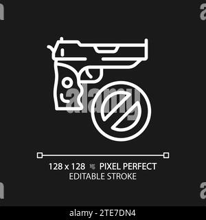 2D thin line pixel perfect simple white gun control icon Stock Vector