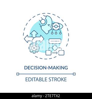 Thin line simple blue decision making icon concept Stock Vector