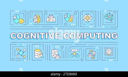 2D cognitive computing text with creative thin line icons Stock Vector