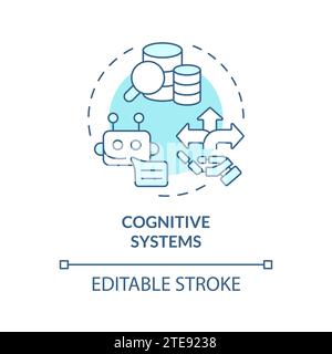 Thin line simple blue cognitive systems icon concept Stock Vector