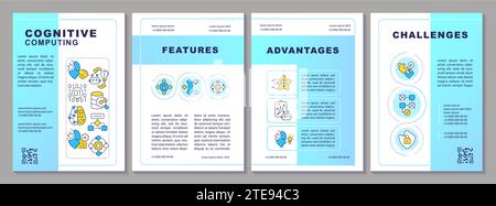 2D creative brochure with cognitive computing line icons Stock Vector
