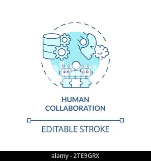 Thin line simple blue human collaboration icon concept Stock Vector