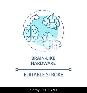 Thin line simple blue brain like hardware icon concept Stock Vector