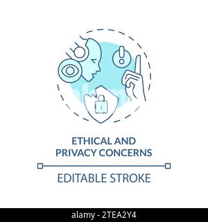 Thin line blue ethical and privacy concerns icon concept Stock Vector