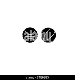 Icons for basketball that are flat. Sporting icons in white and black. Basketballs in vector form. Stock Vector