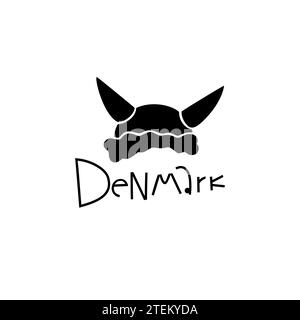 Vector Hand Drawn Denmark Label. Travel Skandinavian Illustration. Hand Writen Lettering Illustration. Danish Symbol Logo Stock Vector