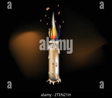 lit white candle Stock Vector