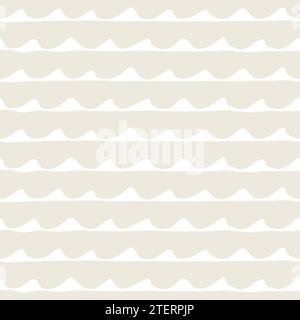 Seamless nautical pattern. Hand painted ink waves in beige and white. Graphic design element for web sites, stationary printables, fabric, scrapbookin Stock Vector