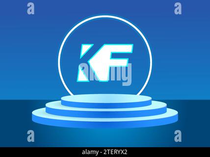 Letter KF blue logo sign. Vector logo design for business. Stock Vector