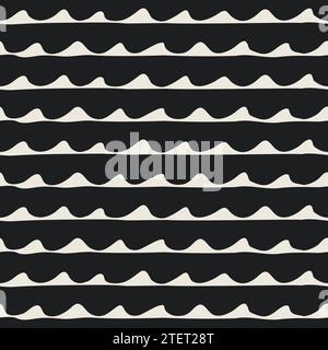 Seamless nautical pattern. Hand painted ink waves in blue and white. Graphic design element for web sites, stationary printables, fabric, scrapbooking Stock Vector
