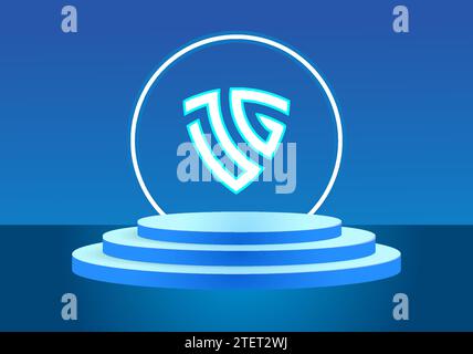 Letter JG blue logo sign. Vector logo design for business. Stock Vector