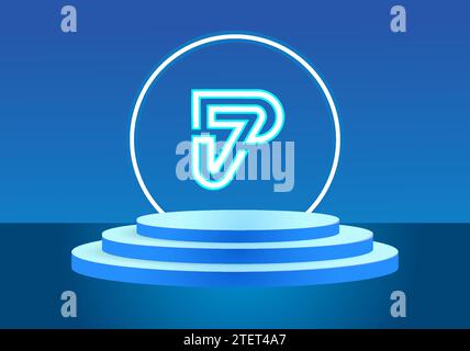 Letter JP blue logo sign. Vector logo design for business. Stock Vector