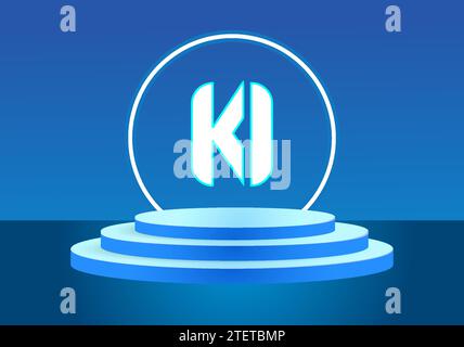 Letter KI blue logo sign. Vector logo design for business. Stock Vector