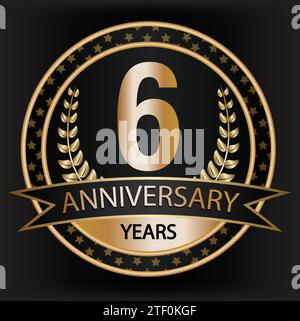 6th anniversary distinctive stamp Stock Vector