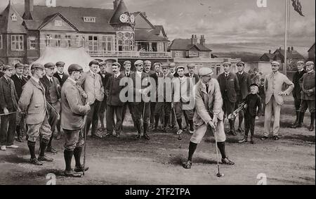 GOLF painting by (James) Michael Brown (1843-1947) The International Golf Match of 1902 between England and Scotland, at The Royal Liverpool Golf Club, Hoylake Stock Photo