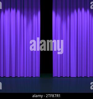 Luxury silk stage or window curtains. Interior design, waiting for show, movie end, revealing new product, premiere, marketing concept. 3D illustratio Stock Photo