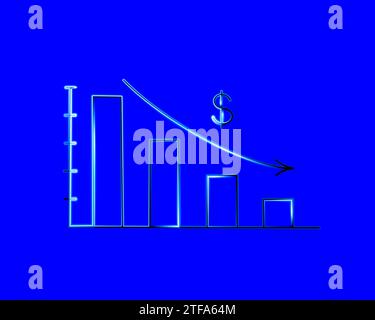 Inflation neon icon in line style. Money on fire, economic crisis ...
