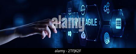 Agile flexible software development technique. Technology concept. Stock Photo