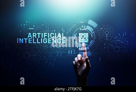 AI Artificial intelligence Neural network deep machine learning concept. Stock Photo