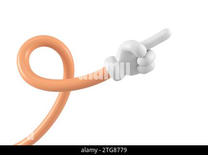 Emoji flexible twisted hand showing right pointing gesture isolated. Close up tap gestures icon, symbol, signal and sign. 3d rendering. Stock Photo