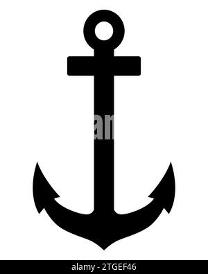 anchor silhouette symbol shape, black and white vector illustration Stock Vector
