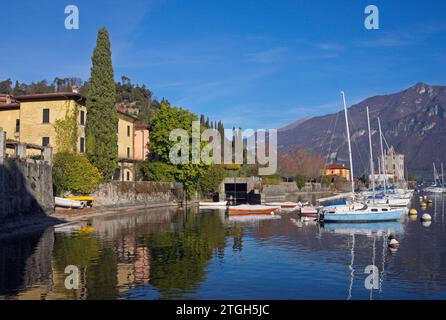 little harbour in Pescallo (outskirts of Bellagio), Lake Como, Italy Stock Photo