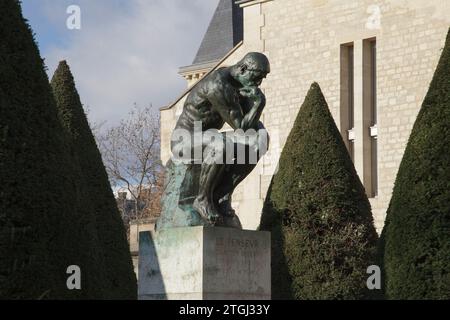 A cast of The Thinker, an iconic sculpture by Rodin in the gardens at ...