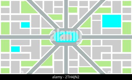Abstract green street map of the city vector illustration Stock Vector