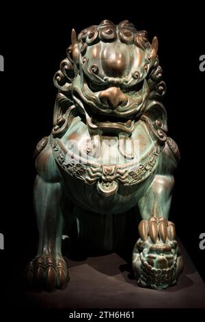 Paris, France - 12 15 2023: The Great Evolution Gallery of Paris. Guardian Lion Stock Photo