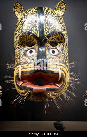 Paris, France - 12 15 2023: The Great Evolution Gallery of Paris. Jaguar mask Stock Photo