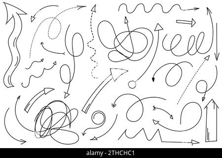 Hand-Drawn Doodle Set Features Arrows And Other Elements Stock Vector