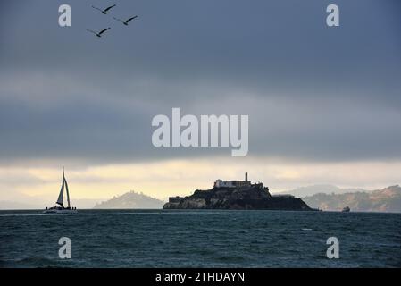 Alcatraz Island at Dusk - San Francisco, California Stock Photo