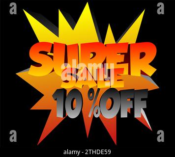 SUPER SALE TAG, 10% DISCOUNT Stock Vector