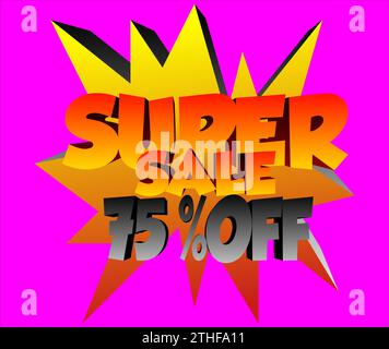 SUPER SALE TAG, 75% DISCOUNT Stock Vector