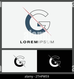 Letter G cutting logo icon with line cut in the middle. Creative alphabet G monogram logo design. Fashion icon design template Stock Vector