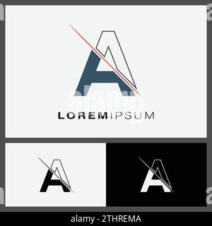Letter A cutting logo icon with line cut in the middle. Creative monogram logo design. Fashion icon design template Stock Vector