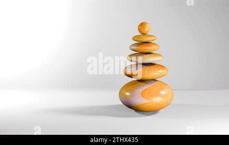 Zen stones stack - 3D render Stock Photo