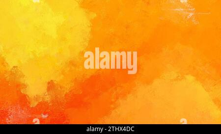 Abstract vibrant and bright orange and yellow oil painting background with brush strokes. High resolution full frame digital oil painting on canvas. Stock Photo