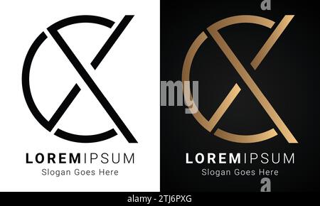 Luxury Initial CX or XC Monogram Text Letter Logo Design Stock Vector