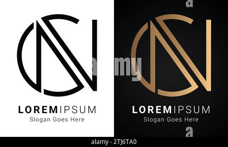 Luxury Initial CN or NC Monogram Text Letter Logo Design Stock Vector