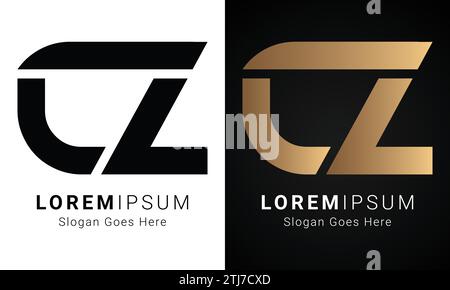 Luxury Initial ZC or CZ Monogram Text Letter Logo Design Stock Vector